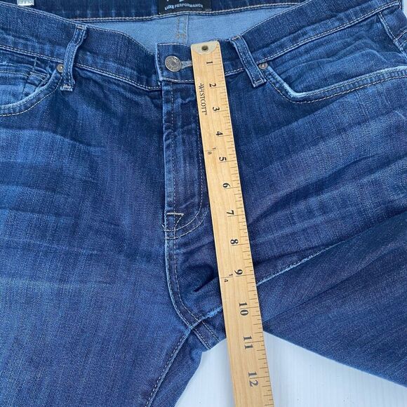 7 For All Mankind Men's Blue Jeans Size 36 Blue Breett Stretch Distressed Bottom - Picture 5 of 12